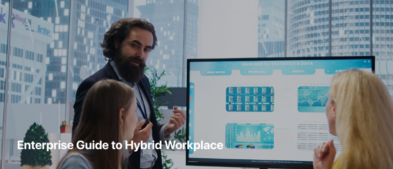 Hybrid workplace best practices illustrated in enterprise workflow diagram