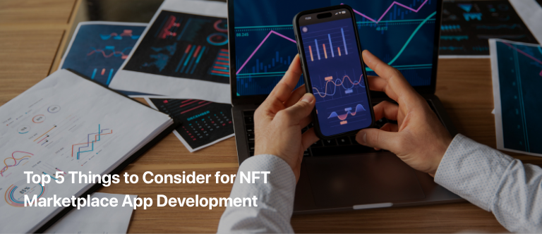 NFT marketplace app development interface showing NFT listings and categories