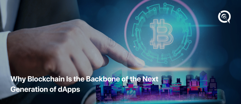 Blockchain for dApps architecture showing smart contracts and decentralized nodes