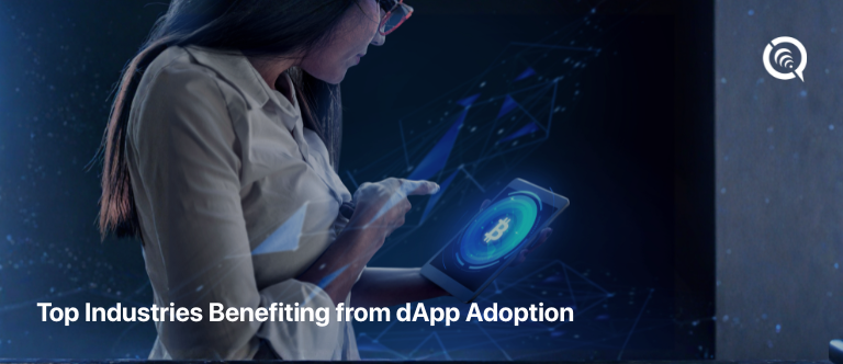 dApp adoption across industries showing finance, healthcare, and supply chain