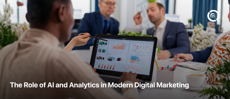 AI in Digital Marketing dashboard showing campaign analytics and customer insights
